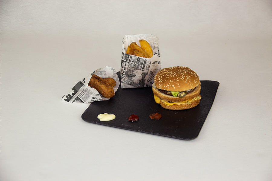 Busta antigrasso per giornali per patate/patatine fritte 9+5x13 cm