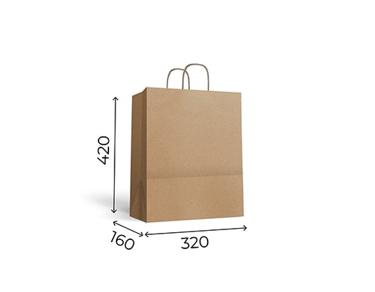 Borsa Kraft con manico piatto M (32+22x26cm)