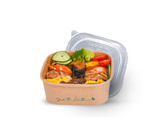 Cargar imagen en el visor de la galería, Tarrinas Cuadradas Kraft 500 ml + Tapa rPET
