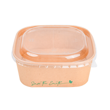 Load image into Gallery viewer, Square Salad Bowl 1500 ml + rPET Lid (200 units/box)