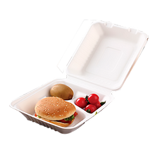 Cargar imagen en el visor de la galería, Envase Caña de Azúcar - 3 compartimentos. 24x23x5cm, 1200 ml