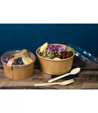 Load image into Gallery viewer, Kraft Cardboard Salad Bowl + Lid 1200ml (Combo) - 38oz