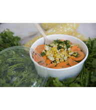 Cargar imagen en el visor de la galería, Ensaladera Blanca Cartón 500 ml + Tapa rPET Antivaho (200 uniod/caja) (exclusivo online)