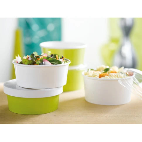 Ensaladera Blanca Cartón 750 ml + Tapa rPET Antivaho (200 unid/caja) (exclusivo online)