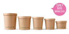 Cargar imagen en el visor de la galería, Sopera Cartón + Tapa Kraft 750ml (Combo)- 26oz (300 unid/caja)
