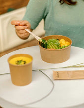 Carica l'immagine nel visualizzatore di Gallery, Zuppiera di cartone + coperchio Kraft 350 ml (combo) - 12 once
