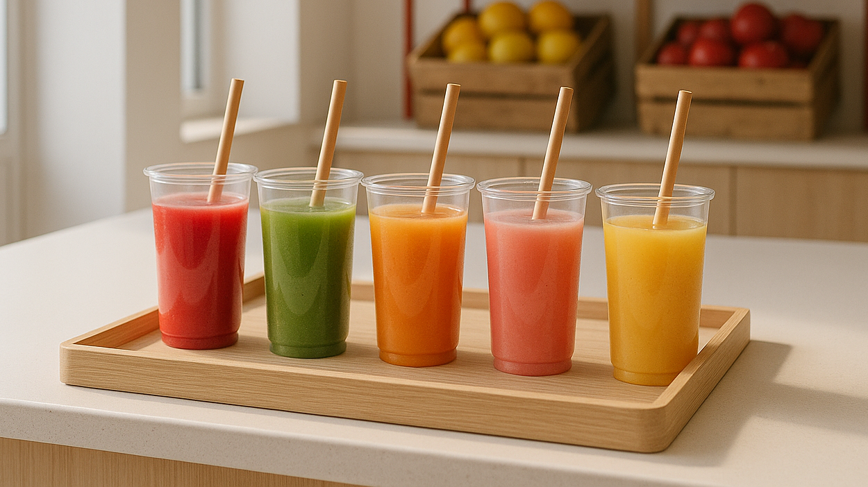 Vasos Transparentes y Botellas Recicladas