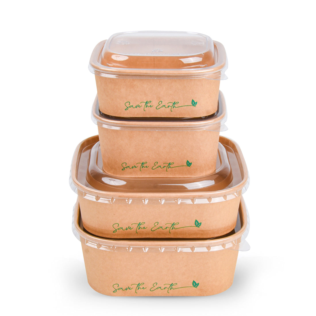 Insalatiera quadrata 1000 ml + coperchio in rPET (200 unità/scatola)