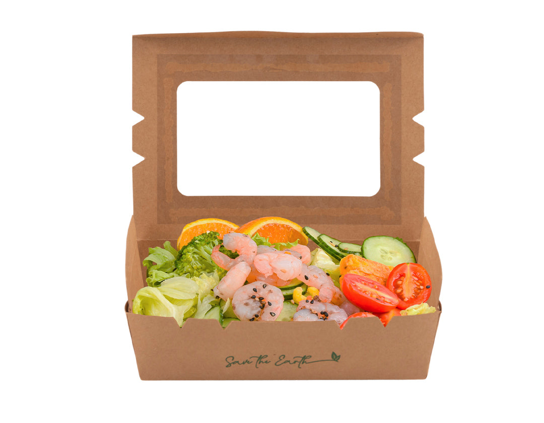 Scatola Kraft con finestra 2100 ml (19,5x14x6,5 cm)