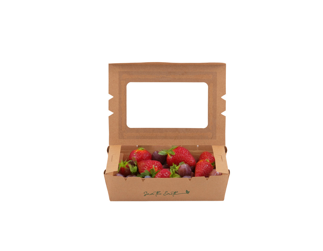 Scatola Kraft con finestra 900 ml (15x10x4,5 cm)