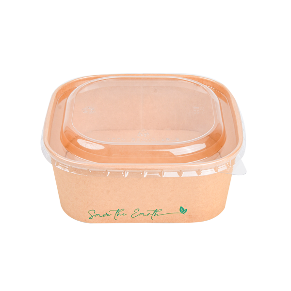 Insalatiera quadrata 1000 ml + coperchio in rPET (200 unità/scatola)