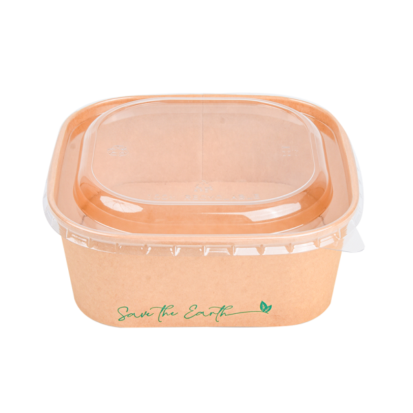 Insalatiera quadrata 1500 ml + coperchio in rPET (200 unità/scatola)