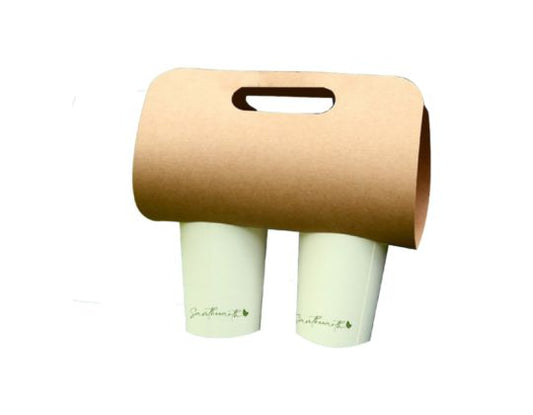 Portavasos kraft con asas 2 unidades Ø 80mm (500 unid/caja) (exclusivo online)
