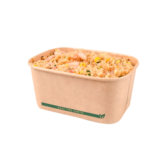 Envase Microondable Rectangular Kraft 1000 ml- 32oz
