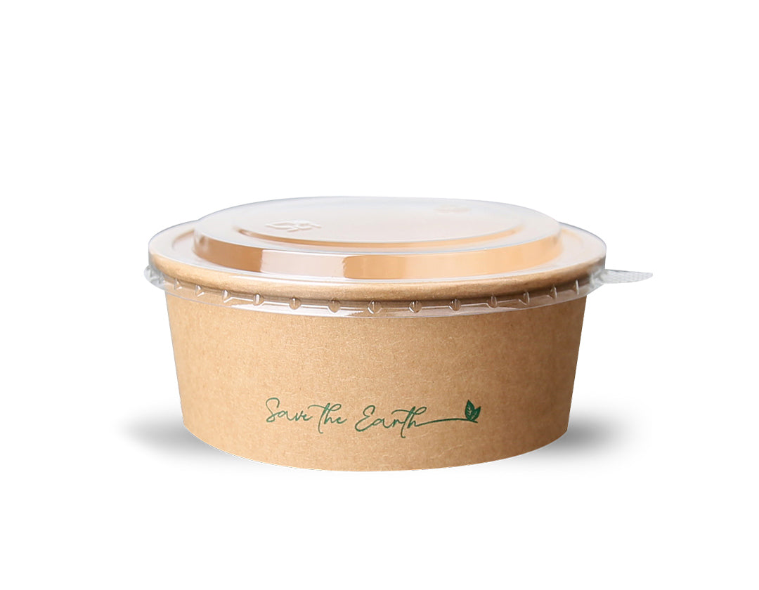 Insalatiera in cartone 750 ml + coperchio antiappannamento in rPET (200 unità/scatola)