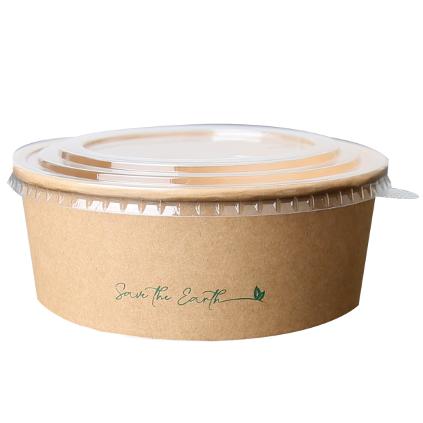 Cardboard Salad Bowl 1100 ml + rPET Anti-Fog Lid (200 units/box)