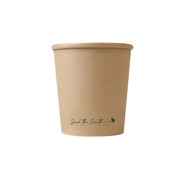 Sopera Cartón + Tapa Kraft 350ml (Combo)- 12oz