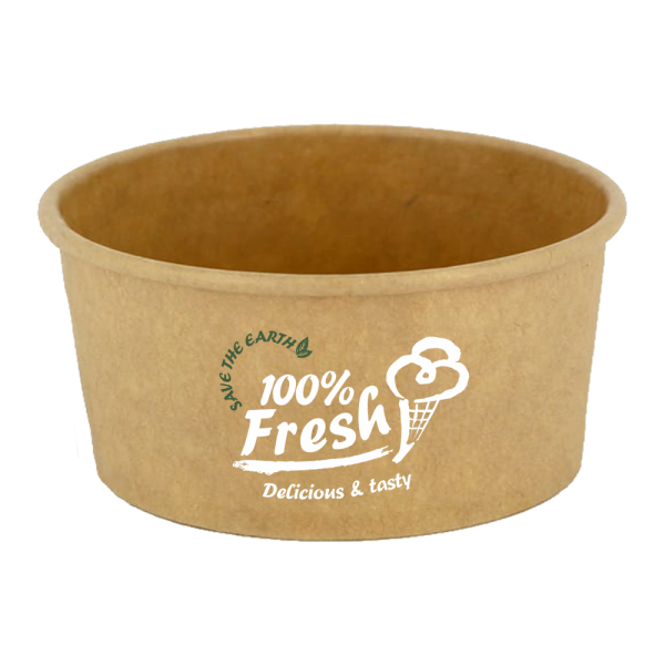 Tapa Cúpula Cerrada para Tarrina Helado Blanca/Kraft 180 y 240ml
