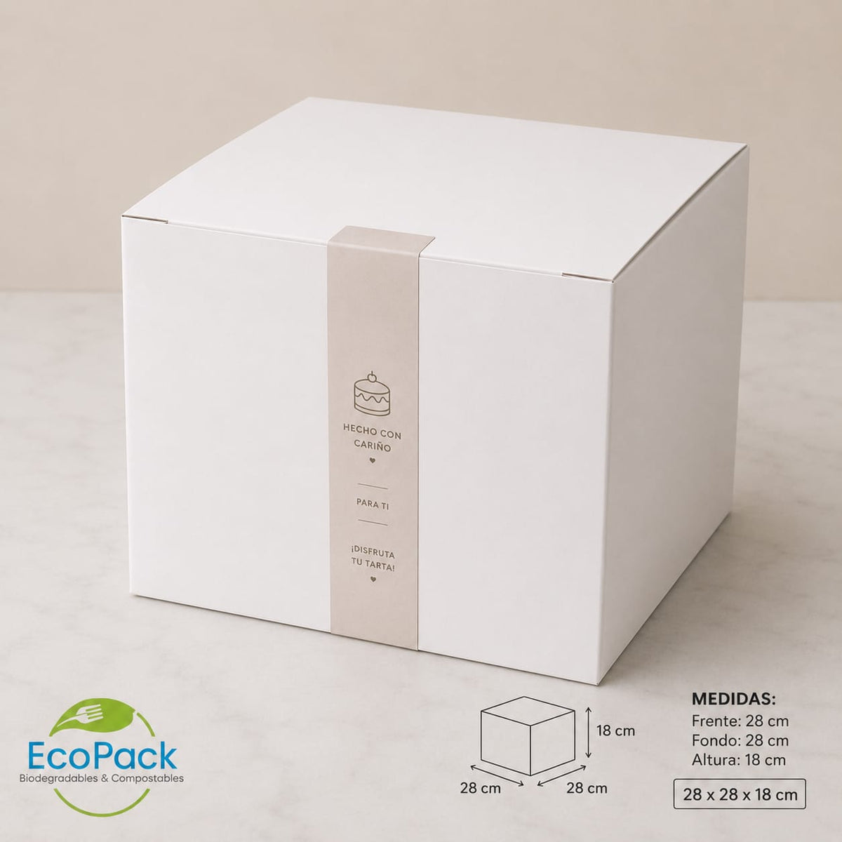 Caja Pastelería Alta 28x28x18cm