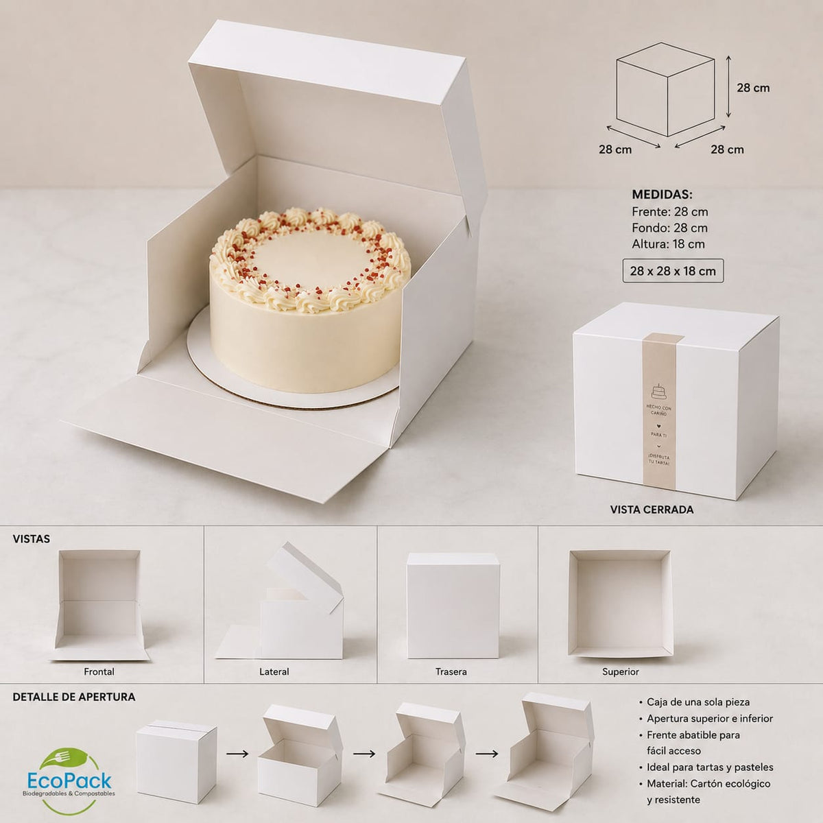 Caja Pastelería Alta 20x20x18cm