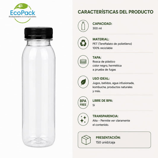 Botella 100% Reciclada 300ml (150 unid/caja)