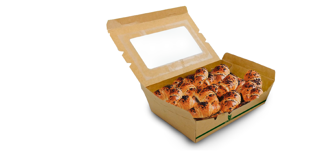 Caja Kraft con Ventana 1600ml (18x12x5cm)