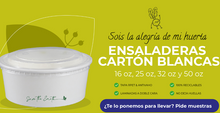 Cargar imagen en el visor de la galería, Ensaladera Blanca Cartón 500 ml + Tapa rPET Antivaho (200 uniod/caja) (exclusivo online)
