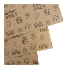 Load image into Gallery viewer, Kraft Greaseproof Paper Printed in 1 Ink 31x42cm - 3000 units
