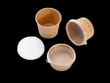 Load image into Gallery viewer, Kraft Cardboard Tubs/Gravy Boats + Lid 60ml 
