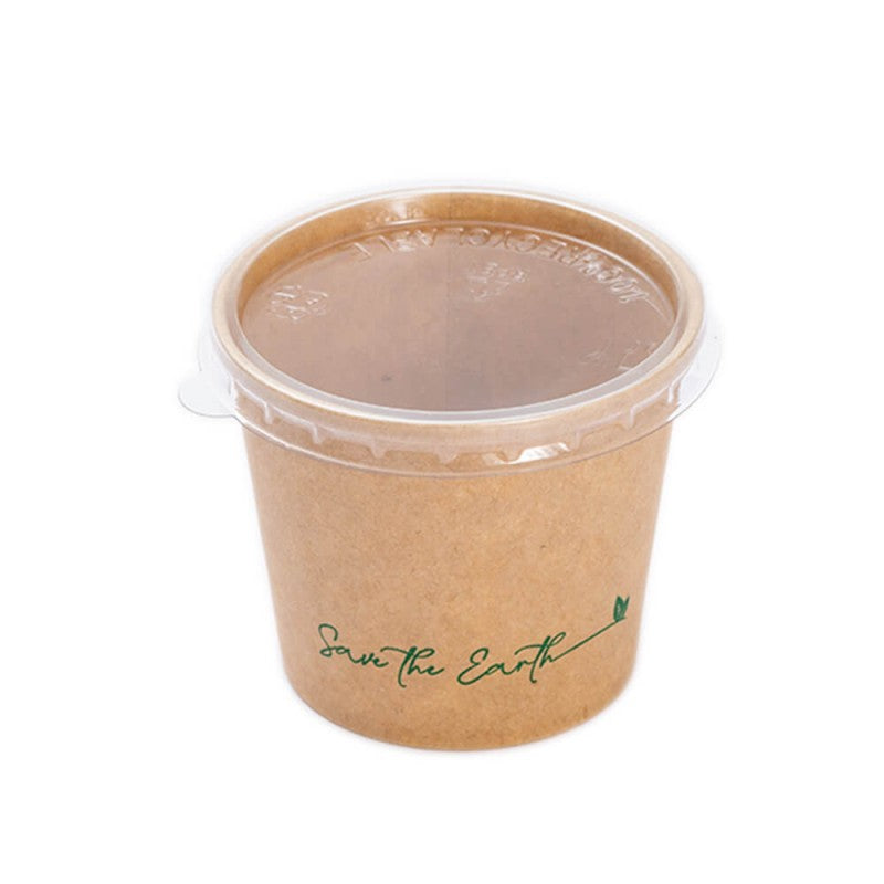 Kraft Cardboard Tubs/Gravy Boats + Lid 60ml 