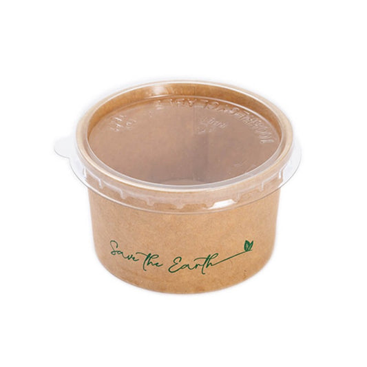 Salsera Cartón Kraft  90ml + Tapa rPet