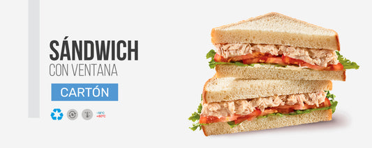 Caja Sándwich Simple con Ventana 123 x 123 x 52 mm (400 unid/caja)-(exclusivo online)