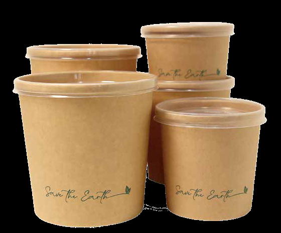 Envase redondo 16 oz Kraft 500 ml con tapa PP (Combo)
