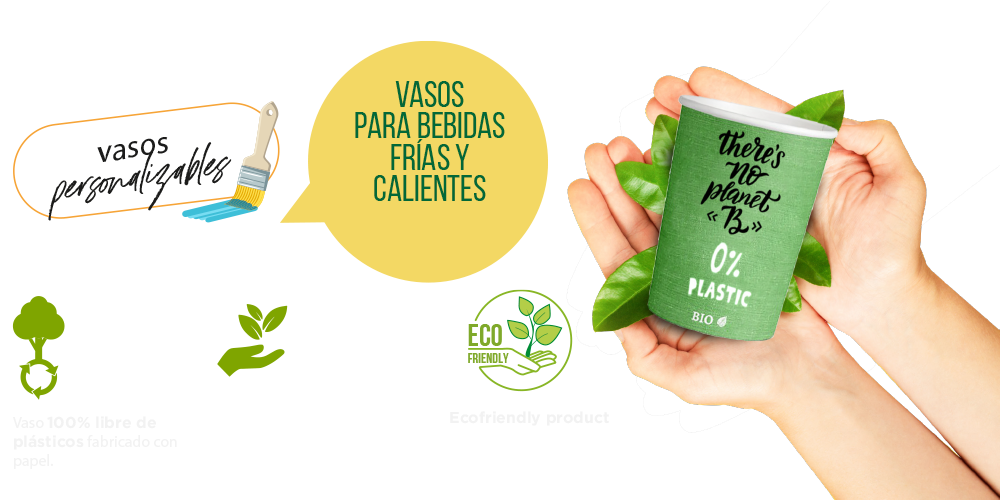 Vasos Verdes Plastic Free 360ml (12oz) (1000 unid/caja)