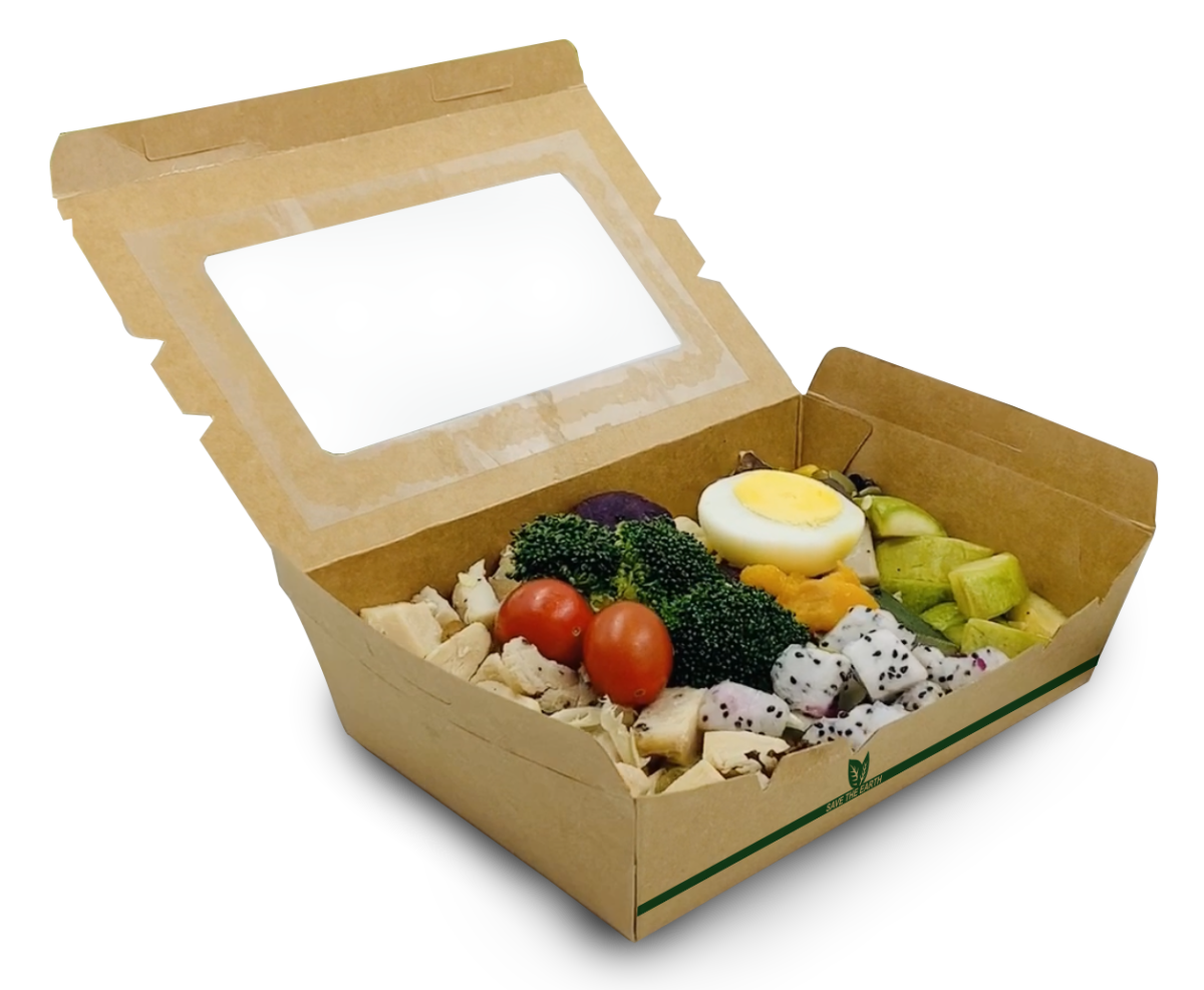 Scatola Kraft con finestra 2100 ml (19,5x14x6,5 cm)