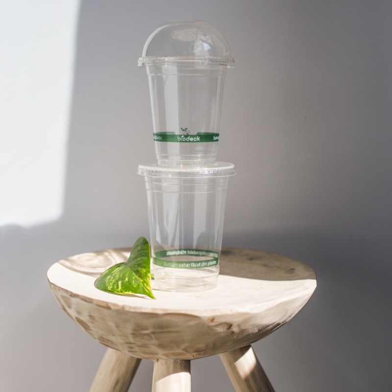 Tapa Compostable Cúpula con Agujero para vaso Compostable de 300 y 400ml