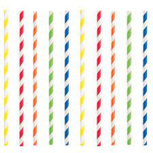 Carica l&#39;immagine nel visualizzatore di Gallery, Cannucce di cartone a righe colorate 6 mm x 20 cm (sottili)
